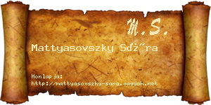 Mattyasovszky Sára névjegykártya