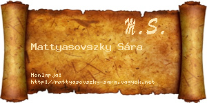 Mattyasovszky Sára névjegykártya
